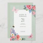 Zachte Groene Esthetische Waterverf Verjaardag Kaart (Voorkant / Achterkant)