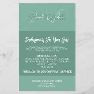 Zachte groene mint tint huidverzorging flyer