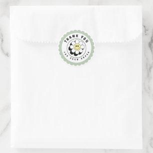 Zachte groene retro Happy Flower Business Circle Ronde Sticker
