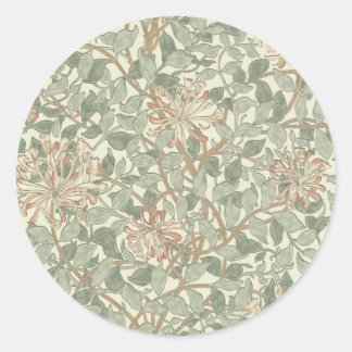 Zachte Groene Vintage William Morris Kamperfoelie Ronde Sticker