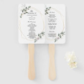 Zachte groene waterverf blad frame & bloem handwaaier (Voorkant en achterkant)