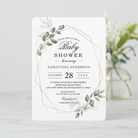 Zachte groene waterverf blad frame & bloem kaart (Staand voorkant)