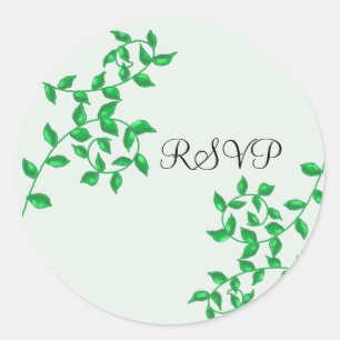 Zachte Groene Wijnranken RSVP Ronde Sticker