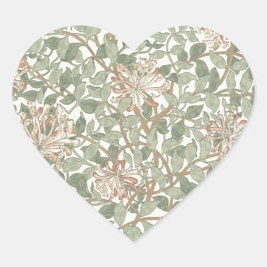 Zachte Groene  William Morris Honeysuckle Hart Sticker (Voorkant)