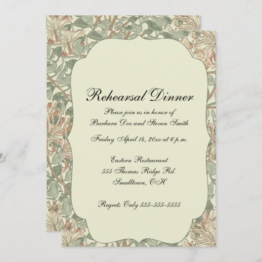 Zachte Groene  William Morris Honeysuckle Kaart (Voorkant / Achterkant)