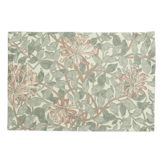 Zachte Groene  William Morris Honeysuckle Kussensloop (Achterkant)