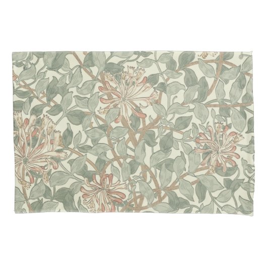 Zachte Groene  William Morris Honeysuckle Kussensloop (Voorkant)