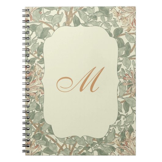 Zachte Groene William Morris Honeysuckle Notitieboek (Voorkant)