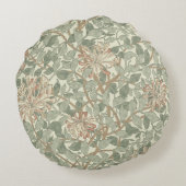 Zachte Groene  William Morris Honeysuckle Rond Kussen (Achterkant)