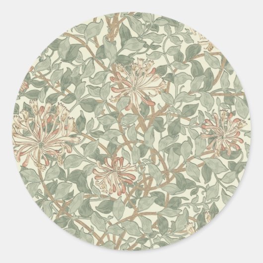 Zachte Groene William Morris Honeysuckle Ronde Sticker (Voorkant)