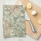 Zachte Groene William Morris Honeysuckle Theedoek (Quarter Fold)