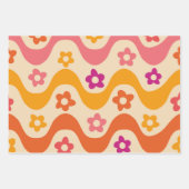 Zachte groovy bloemenpatroon op retro golven inpakpapier vel (Voorkant 3)