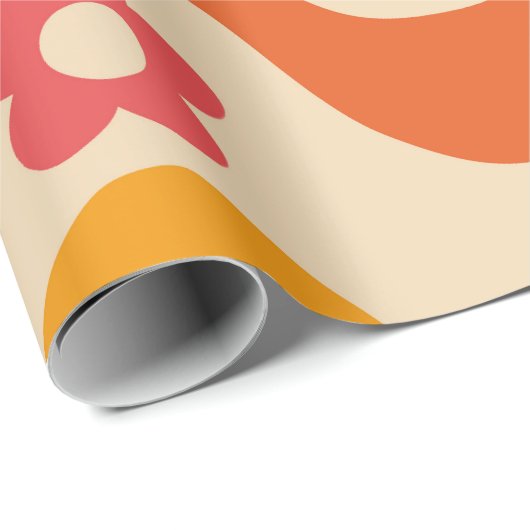 Zachte groovy bloempatroon op retro golven cadeaupapier (Rol Hoek)