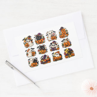 Zachte Halloween Geest Pompoen Heks Retro Sticker