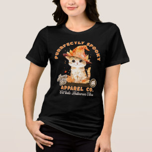Zachte Halloween Kitty Heksenhoed Purrfect Tri-Blend Shirt