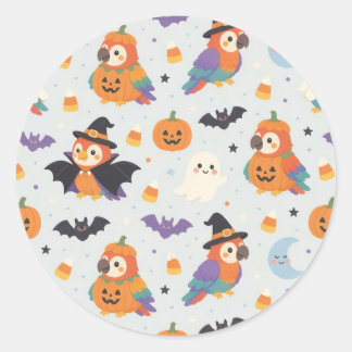 Zachte Halloween Kostuum Papegaaien Ronde Sticker