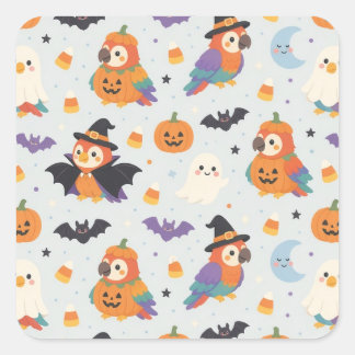 Zachte Halloween Kostuum Papegaaien Vierkante Stic Sticker