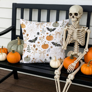 Zachte Halloween Patroon Pompoenen Vleermuizen Str Buitenkussen