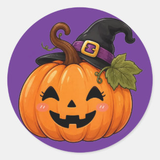 Zachte Halloween Pompoen Heksenhoed Sticker