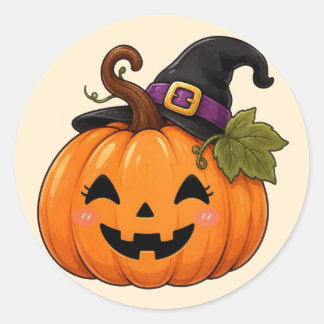 Zachte Halloween Pompoen Heksenhoed Sticker