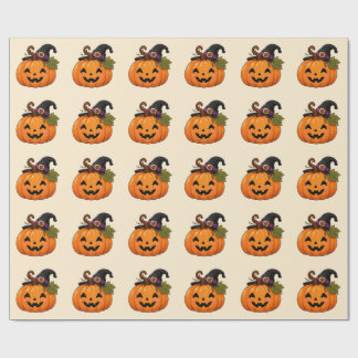 Zachte Halloween Pompoen Heksenhoed Sticker Cadeaupapier