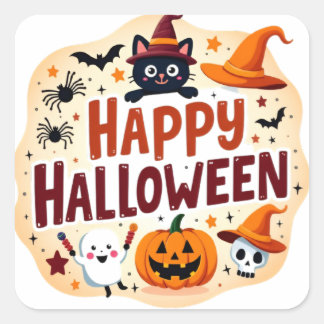 Zachte Halloween-sticker Vierkante Sticker