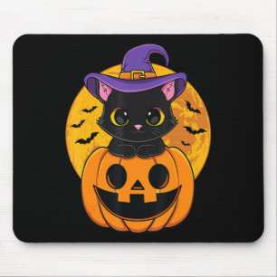 Zachte Halloween Zwarte Kat Heksenhoed Pompoen Voo Muismat