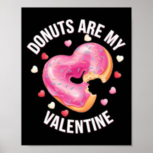 Zachte Hart Donut Met Roze Glazuur Valentijnsdag Poster