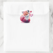 Zachte Hart Vos Valentijn Vierkante Sticker (Tas)