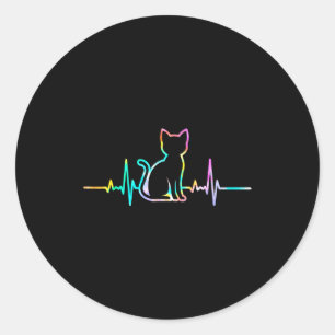 Zachte Hartslag Kat Liefhebber Dier Silhouet Ronde Sticker