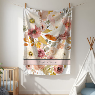 Zachte herfst lente bloemenkindercadeau voor de ba fleece deken