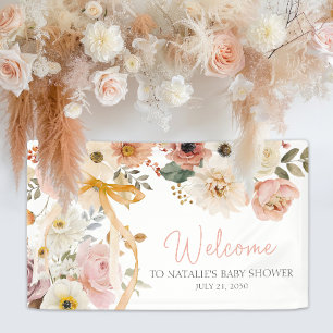 Zachte Herfst Lente Bloemige Baby Shower Welkom Spandoek