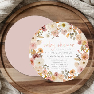 Zachte Herfst Lente Bloemige Ronde Baby Shower Kaart