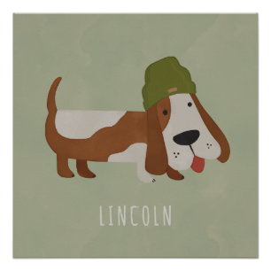 Zachte hond in een muts/customized perfect poster