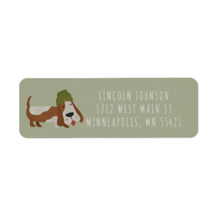 Zachte hond in een muts/pet aangepast etiket
