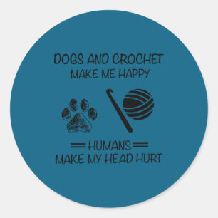 Zachte Honden Maken Mensen Gelukkig Hoofd Haak Mak Ronde Sticker