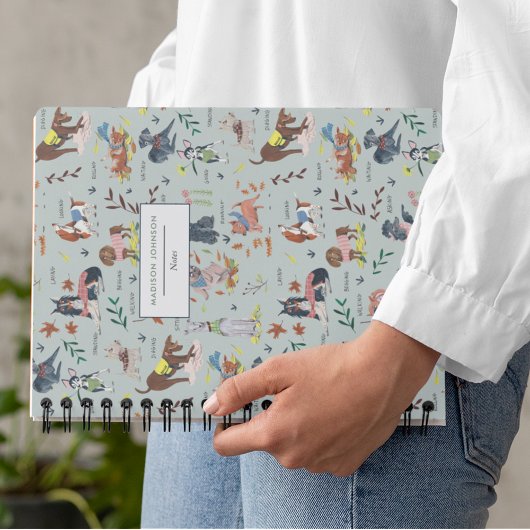 Zachte honden patroon monogram  notitieboek