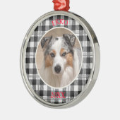 Zachte Hondenportret Buffalo Plaid Ontwerp Metalen Ornament (Links)