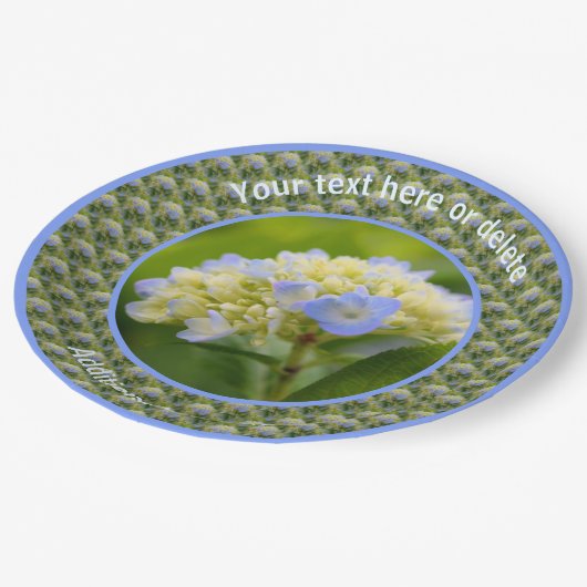 Zachte hortensia bloem gepersonaliseerde partij papieren bordje (Gekanteld)