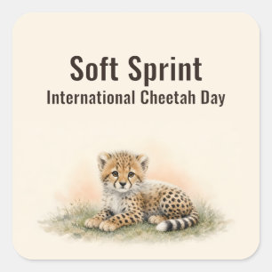 Zachte Internationale Jachtluipaard Dag Sprint Vierkante Sticker