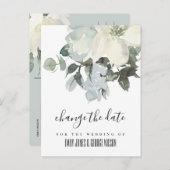 ZACHTE IVOREN WITTE BLOEMEN BRUILOFT VERANDER DE D AANKONDIGINGSKAART (Voorkant / Achterkant)