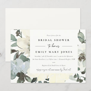 ZACHTE IVORY WITTE FLORALE WATERVERF BRUIDSSCHUUR KAART