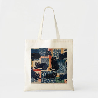 Zachte Japanse Zwarte Katten Patchwork Tas