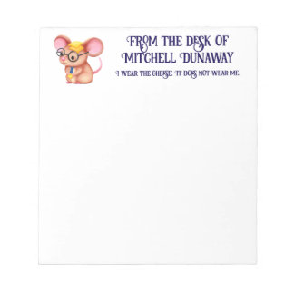 Zachte Kaasman Zakelijke Muis Bril Nerdy Notitieblok