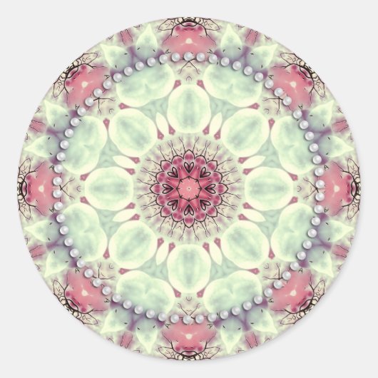 Zachte  Kaleidoscoop Mandala Ronde Sticker (Voorkant)
