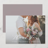 Zachte kalligrafie bruiloft dank u fotokaart bedankkaart (Voorkant / Achterkant)