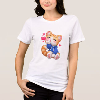 Zachte Kat Blaast een Kus Sticker Tri-Blend Shirt