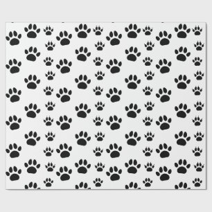 Zachte kat- en hondpootafdrukken zwart-wit cadeaupapier