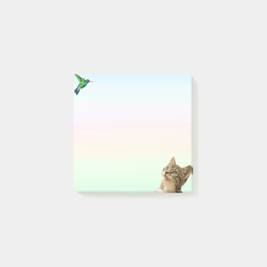 Zachte Kat en Klein Vogeltje in Pasteltinten Post-it® Notes (Voorkant)