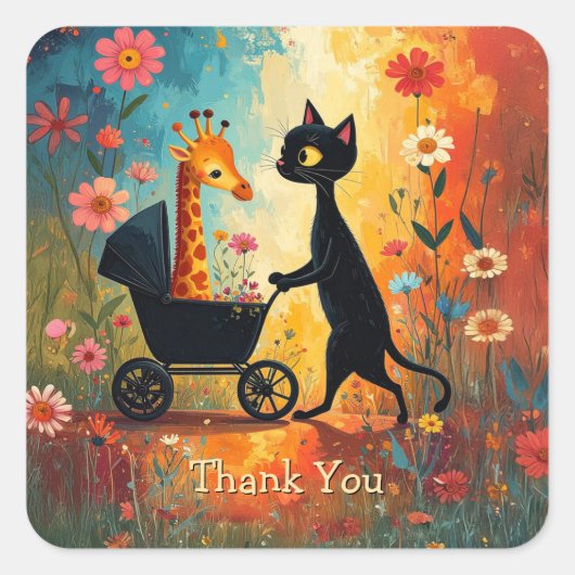 Zachte Kat Giraffe Sticker (Voorkant)